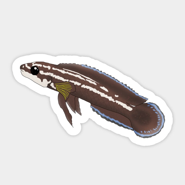 Golden Julie Cichlid Sticker by Moopichino